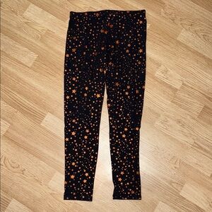 Kids Star Patterned Leggings - Black and Orange. Halloween Holiday